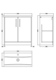 Hudson Reed Juno Floor Standing 2 Soft Close Door Vanity Unit With Mid-Edge 1 Tap Hole Basin In Metallic Slate Finish, 800mm - thumbnail 7