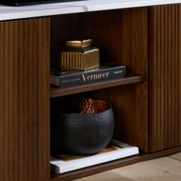 Kagu Large Tv Unit Fluted Ribbed Walnut & Marble Effect - thumbnail 6