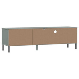 Walplus Tv Cabinet With Metal Legs Grey Solid Wood Pine Oslo - thumbnail 7