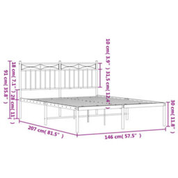 Berkfield Metal Bed Frame With Headboard White 140X200 Cm - thumbnail 9
