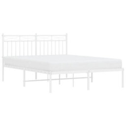 Berkfield Metal Bed Frame With Headboard White 140X200 Cm - thumbnail 3