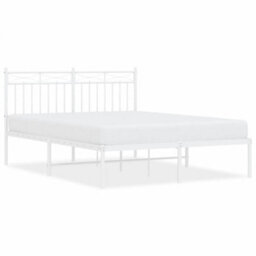 Berkfield Metal Bed Frame With Headboard White 140X200 Cm - thumbnail 2