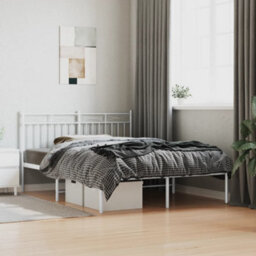 Berkfield Metal Bed Frame With Headboard White 140X200 Cm