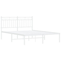 Berkfield Metal Bed Frame With Headboard White 140X200 Cm - thumbnail 4
