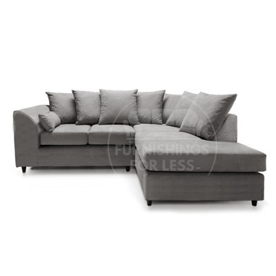 Furnishings For Less UK Casper Soft Chenille Fabric 3 To 4 Seater L Shaped Corner Sofa Grey Right Hand Facing - Scatter Back - image 1