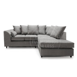 Furnishings For Less UK Casper Soft Chenille Fabric 3 To 4 Seater L Shaped Corner Sofa Grey Right Hand Facing - Scatter Back - thumbnail 1