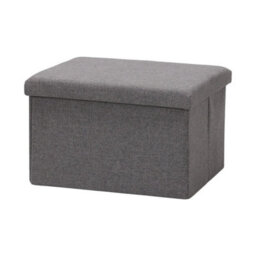 Folding Linen Storage Box Ottoman Seat Footstool Grey - thumbnail 1