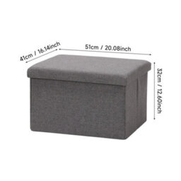 Folding Linen Storage Box Ottoman Seat Footstool Grey - thumbnail 2