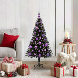 Vidaxl Christmas Tree With 150 Leds With Stand Black 120 Cm Pvc