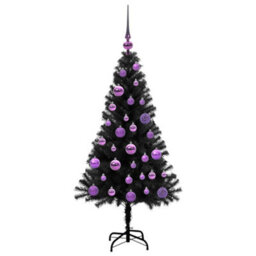 Vidaxl Christmas Tree With 150 Leds With Stand Black 120 Cm Pvc - thumbnail 4
