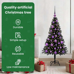 Vidaxl Christmas Tree With 150 Leds With Stand Black 120 Cm Pvc - thumbnail 7