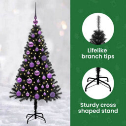 Vidaxl Christmas Tree With 150 Leds With Stand Black 120 Cm Pvc - thumbnail 8