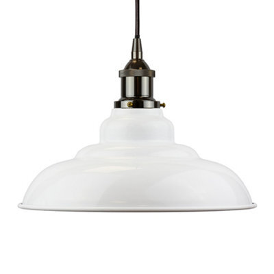 White St Edmund's Painted Dome Pendant Light With Black Nickel Lamp Holder And Black Round Cable - Se Home - image 1