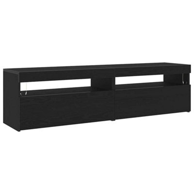 Berkfield Modern Tv Cabinets With Led Lights 2 Pcs Black Oak 75X35X40 Cm Engineered Wood - image 1