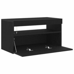 Berkfield Modern Tv Cabinets With Led Lights 2 Pcs Black Oak 75X35X40 Cm Engineered Wood - thumbnail 7