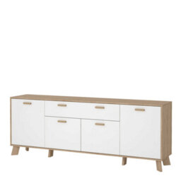 Wyld Haus Hobro Sideboard - White & Natural Oak, 4 Doors 1 Drawer - thumbnail 4