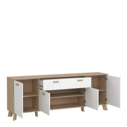 Wyld Haus Hobro Sideboard - White & Natural Oak, 4 Doors 1 Drawer - thumbnail 7