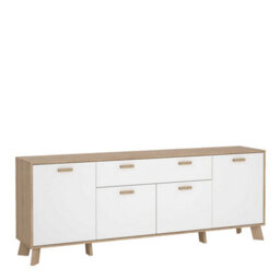 Wyld Haus Hobro Sideboard - White & Natural Oak, 4 Doors 1 Drawer - thumbnail 2