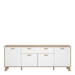 Wyld Haus Hobro Sideboard - White & Natural Oak, 4 Doors 1 Drawer - thumbnail 3