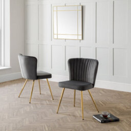 Julian Bowen Pair Of Cannes Grey Velvet Dining Chairs, Upholstered, Set Of 2, Metal Legs, Height: 81 X Width: 48 X Depth: 59Cm - thumbnail 1