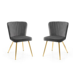 Julian Bowen Pair Of Cannes Grey Velvet Dining Chairs, Upholstered, Set Of 2, Metal Legs, Height: 81 X Width: 48 X Depth: 59Cm - thumbnail 4