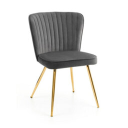 Julian Bowen Pair Of Cannes Grey Velvet Dining Chairs, Upholstered, Set Of 2, Metal Legs, Height: 81 X Width: 48 X Depth: 59Cm - thumbnail 3