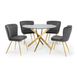 Julian Bowen Pair Of Cannes Grey Velvet Dining Chairs, Upholstered, Set Of 2, Metal Legs, Height: 81 X Width: 48 X Depth: 59Cm - thumbnail 6
