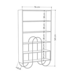 Decortie Norfolk Modern Bookcase Display Unit Dark Coffee Oak Effect Tall 159.1Cm - thumbnail 3