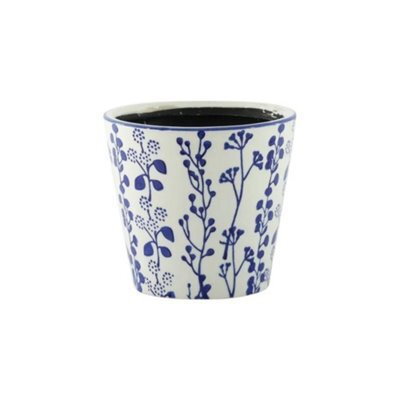 Ceramic Blue/white Floral Planter (H19 X W20Cm) - image 1