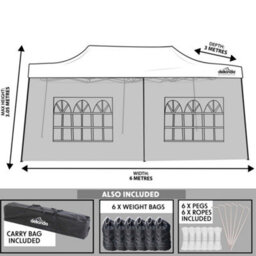 Dellonda Premium 3X6M Pop-Up Gazebo & Side Walls With Carry Bag, Stakes & Weight Bags - thumbnail 4