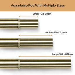 Moonlight Bedding Extendable Metal Curtain Pole With Ball Finials - Adjustable Plain Curtain Rod (Antique Brass, 63 - 118 Inches) - thumbnail 3