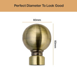Moonlight Bedding Extendable Metal Curtain Pole With Ball Finials - Adjustable Plain Curtain Rod (Antique Brass, 63 - 118 Inches) - thumbnail 5