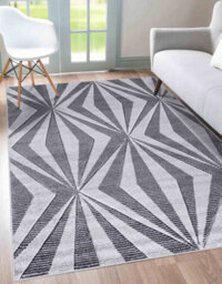Valencia Modern Crystal Design Carved Area Rugs Dark Grey 60X220 Cm - thumbnail 1
