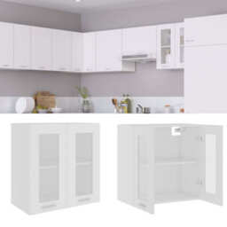 Walplus Hanging Glass Cabinet Lyon White 60X31X60 Cm Engineered Wood