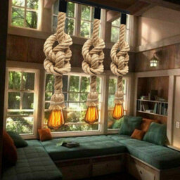 3Head Gold Rope Light Pendant 1M Hemp Rope Spider Light Ceiling  Hanging Lights Lamp Fitting Loft Lighting - thumbnail 7