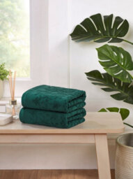 Rapport Home Versailles Jacquard Bath Sheet Pure Cotton Jade Green - thumbnail 1