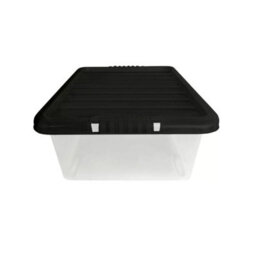 28L Plastic Storage Boxes With Black Lids Durable Clear Stackable Organisers For Home, Office - thumbnail 2