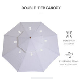Outsunny Garden Wood Patio Parasol Sun Shade Outdoor Umbrella Canopy White - thumbnail 6