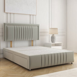 Bsspoke Lily Divan Bed Set In Silver Plush Velvet 24Inch Headboard & Footboard 2 Drawers Same Side & No Mattress In All Sizes - thumbnail 1