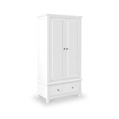Cornish White Double Wardrobe With Drawer - By Roseland Furniture - image 1