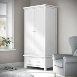 Cornish White Double Wardrobe With Drawer - By Roseland Furniture - thumbnail 2