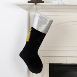 Dibor Black Kensington Velvet Xmas Christmas Gift Bag Christmas Stocking For Kids - thumbnail 4