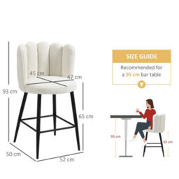 Wyld Haus Elvine Tare Set Of 2 Cream Boucle Bar Stools With Steel Base And Footrest - 65Cm Seat Height - thumbnail 3