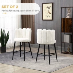 Wyld Haus Elvine Tare Set Of 2 Cream Boucle Bar Stools With Steel Base And Footrest - 65Cm Seat Height - thumbnail 4