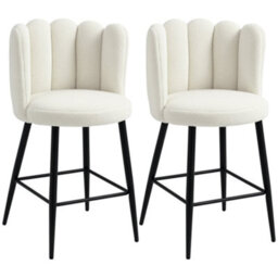 Wyld Haus Elvine Tare Set Of 2 Cream Boucle Bar Stools With Steel Base And Footrest - 65Cm Seat Height - thumbnail 9
