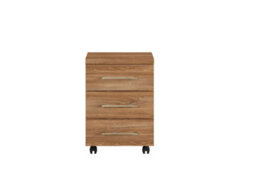 Impact Furniture Mobile Pedestal 3 Drawer Unit Castors Cabinet Home Office Medium Oak Effect Gent - thumbnail 2