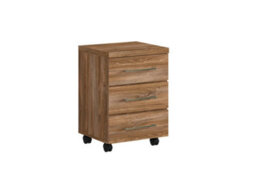 Impact Furniture Mobile Pedestal 3 Drawer Unit Castors Cabinet Home Office Medium Oak Effect Gent - thumbnail 3