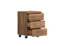 Impact Furniture Mobile Pedestal 3 Drawer Unit Castors Cabinet Home Office Medium Oak Effect Gent - thumbnail 4