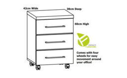 Impact Furniture Mobile Pedestal 3 Drawer Unit Castors Cabinet Home Office Medium Oak Effect Gent - thumbnail 5