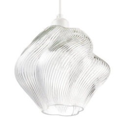 Happy Homewares Modern Clear Twisted Glass Pendant Light Shade With Etched Grooves - thumbnail 5